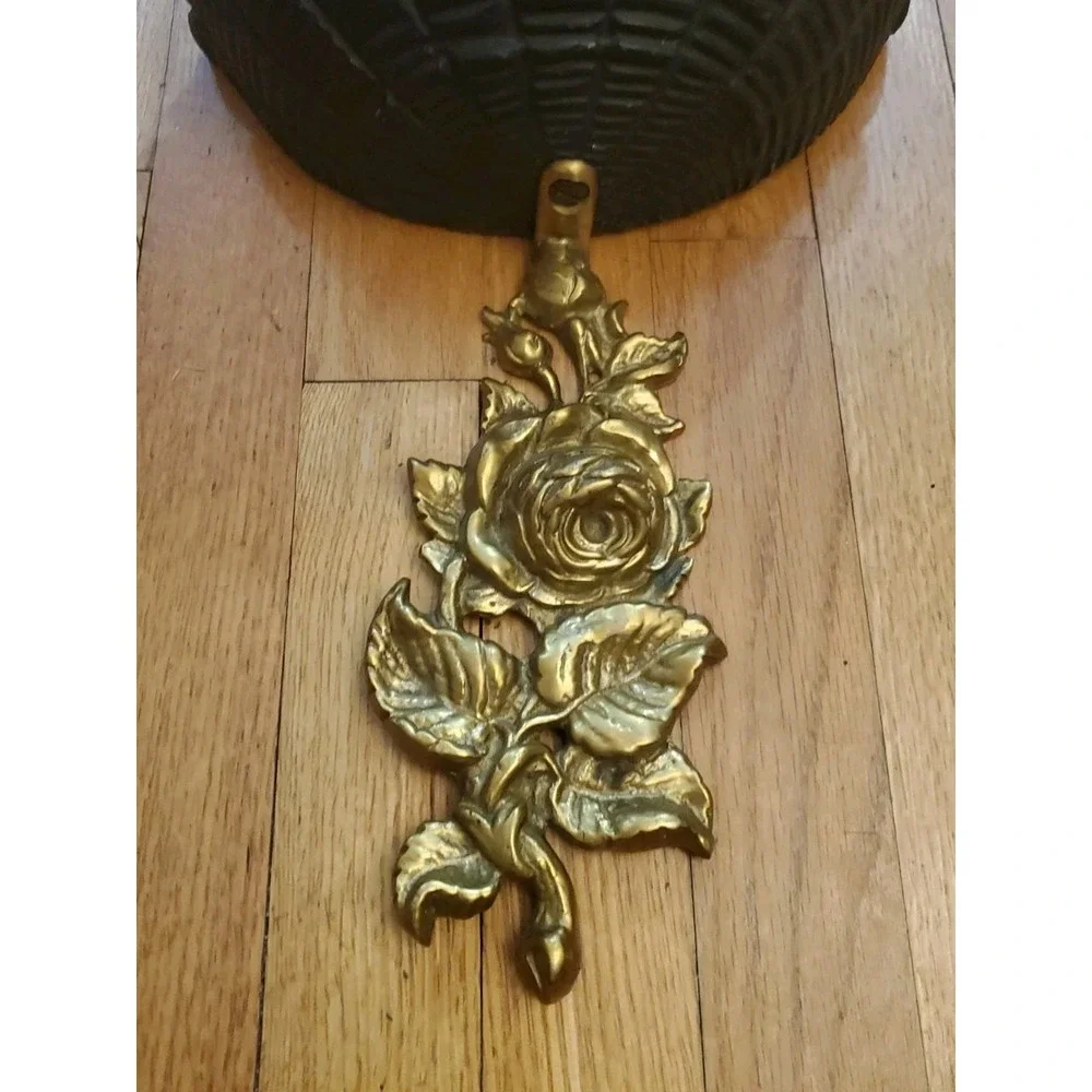 Repurposed Virginia Metalcrafters 2207 Brass Rose Curtain Tie Back Wall Shelves